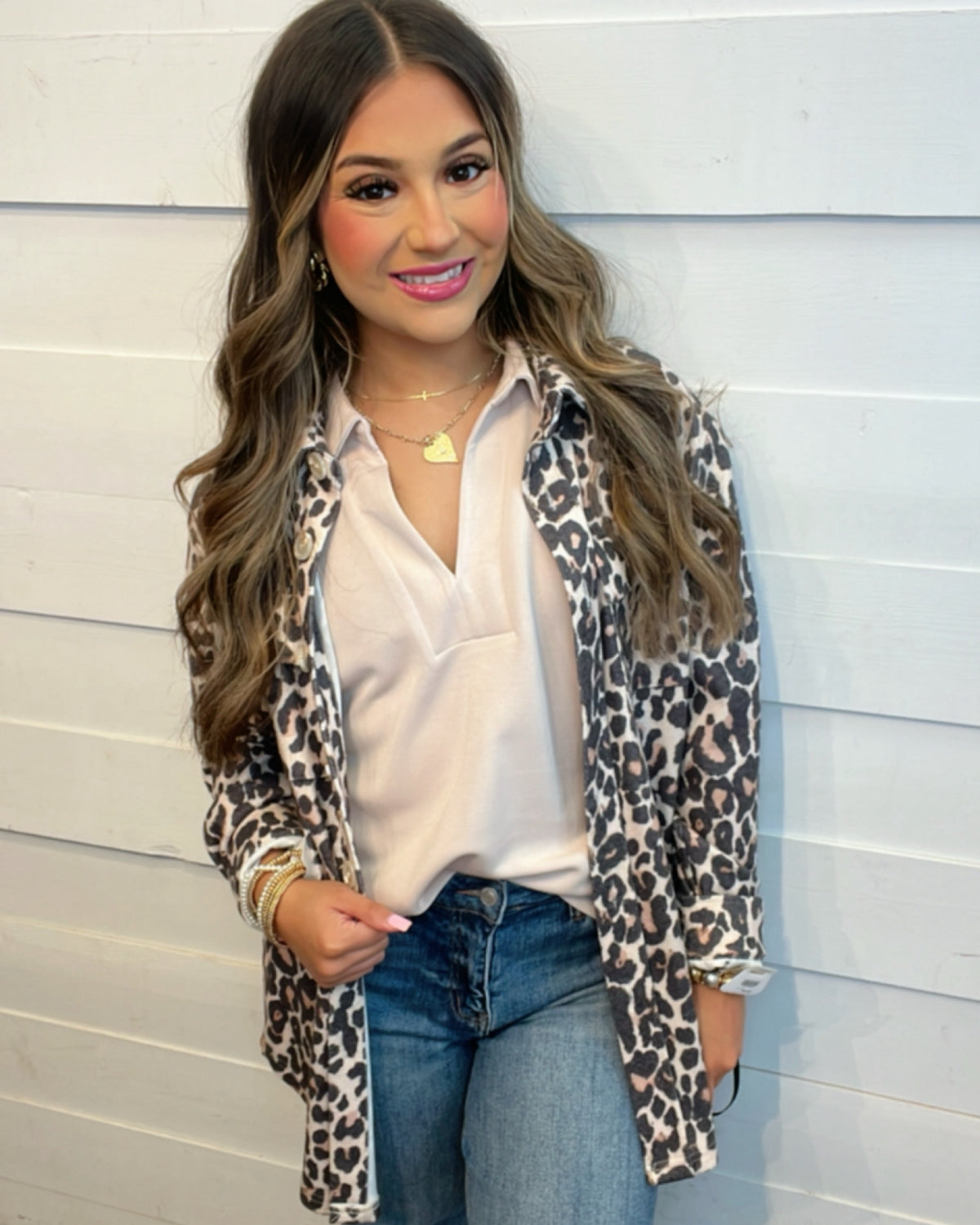 Chelsey Button Up Leopard Top