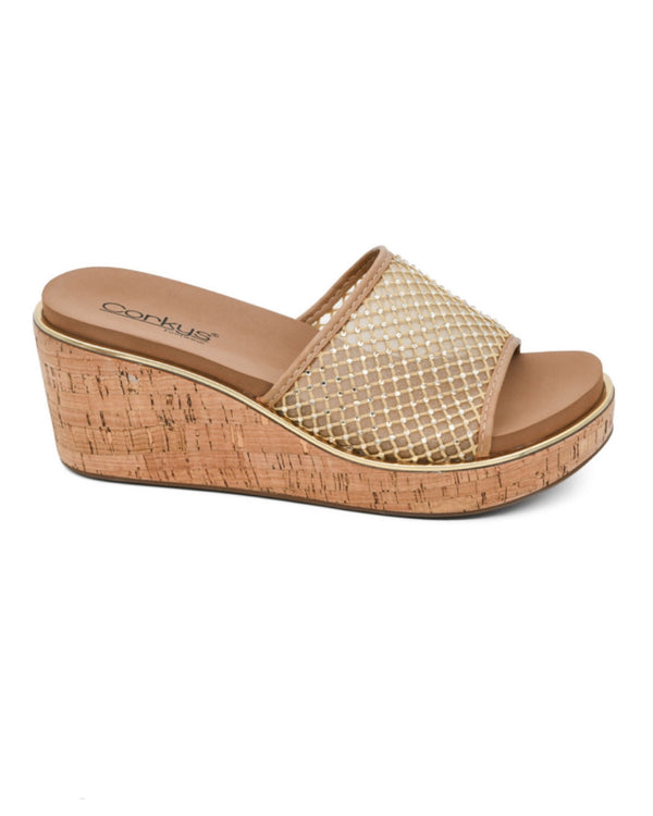 Let's Mesh around Caramel Wedge Sandal
