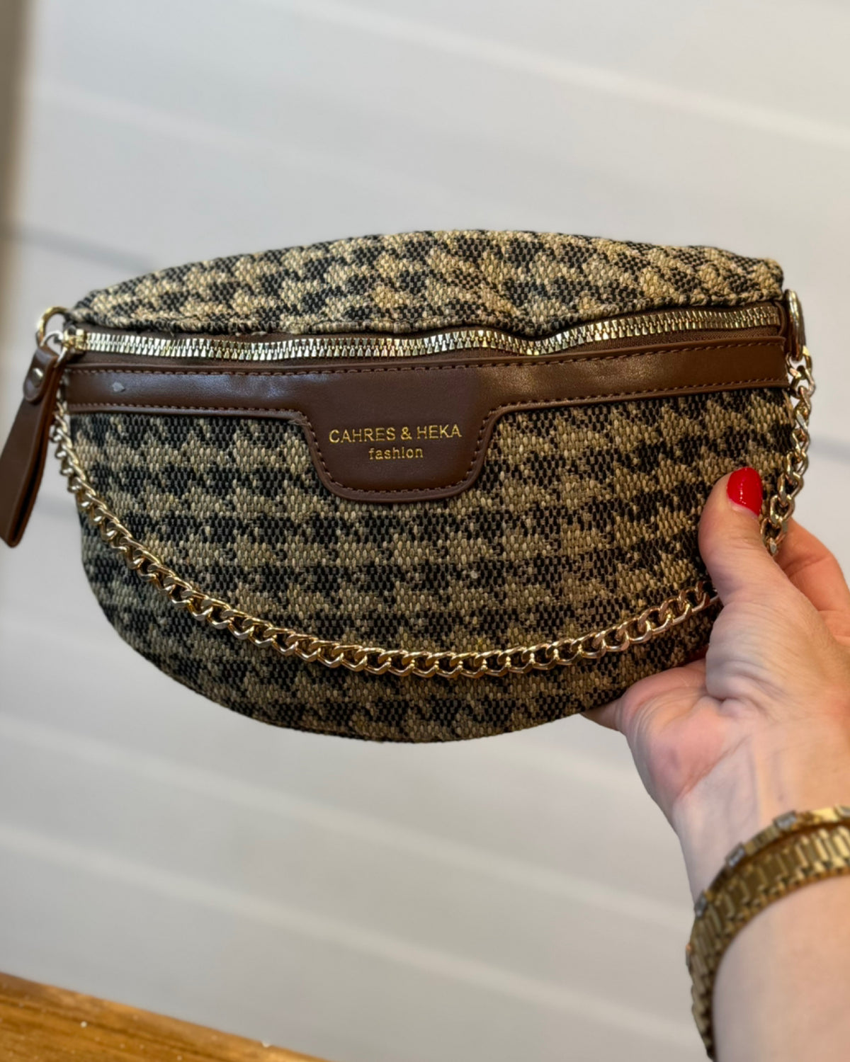Crossbody Brown Houndstooth