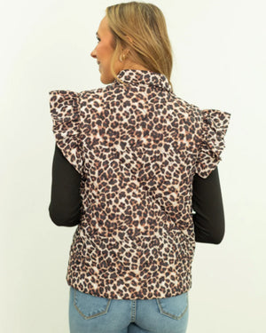 Leopard Quilted Puffer Vest