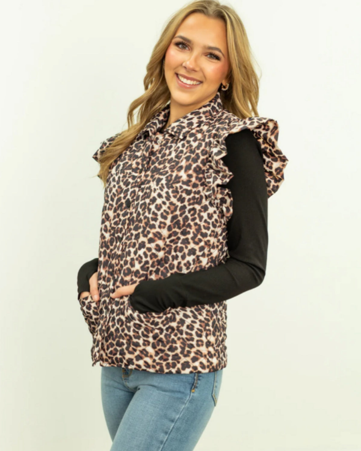 Leopard Quilted Puffer Vest
