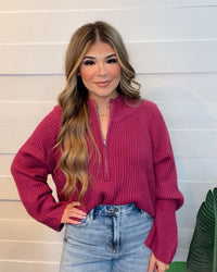 Winter Cuddles Pullover Magenta Sweater