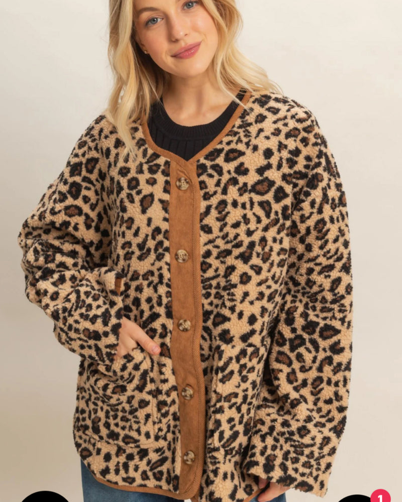 Snuggles in Leopard Teddy Shacket