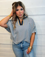 Summer in Stripes Blouse in Navy
