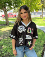 GAME DAY Black Jersey with Iridescent Sequins
