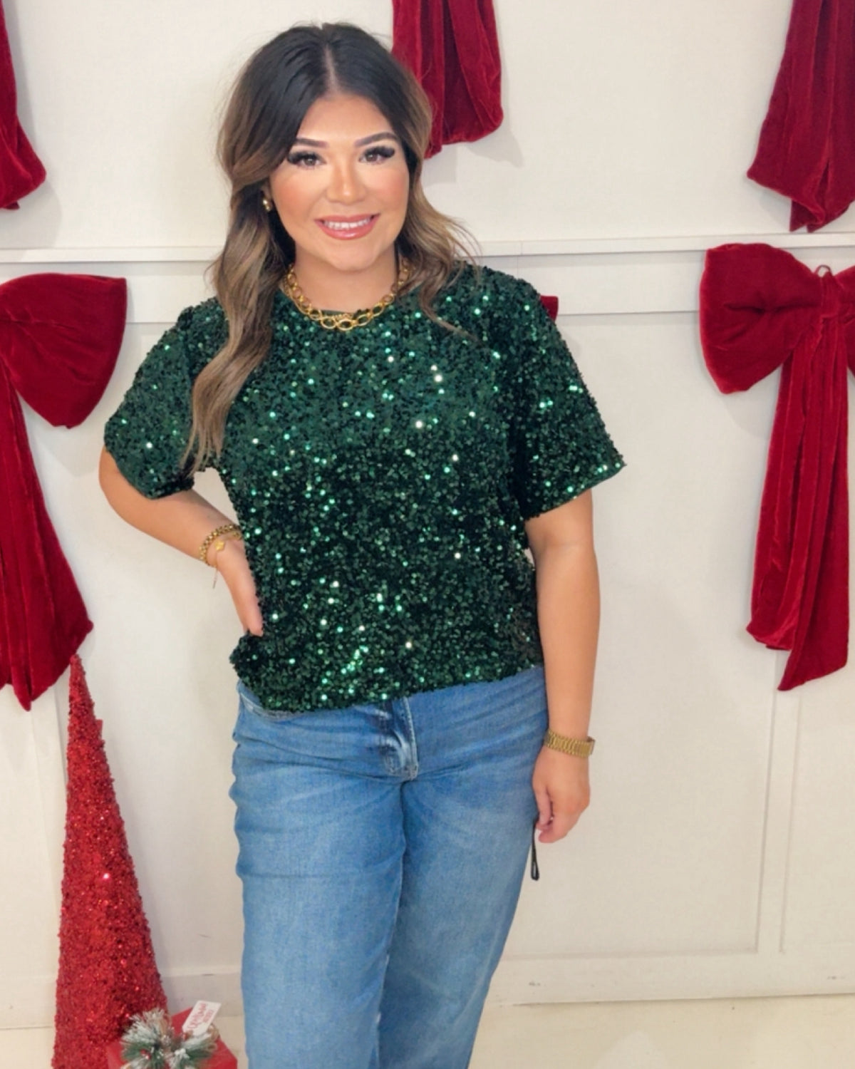 Dazzling at Rooftop Dinner Top in GREEN