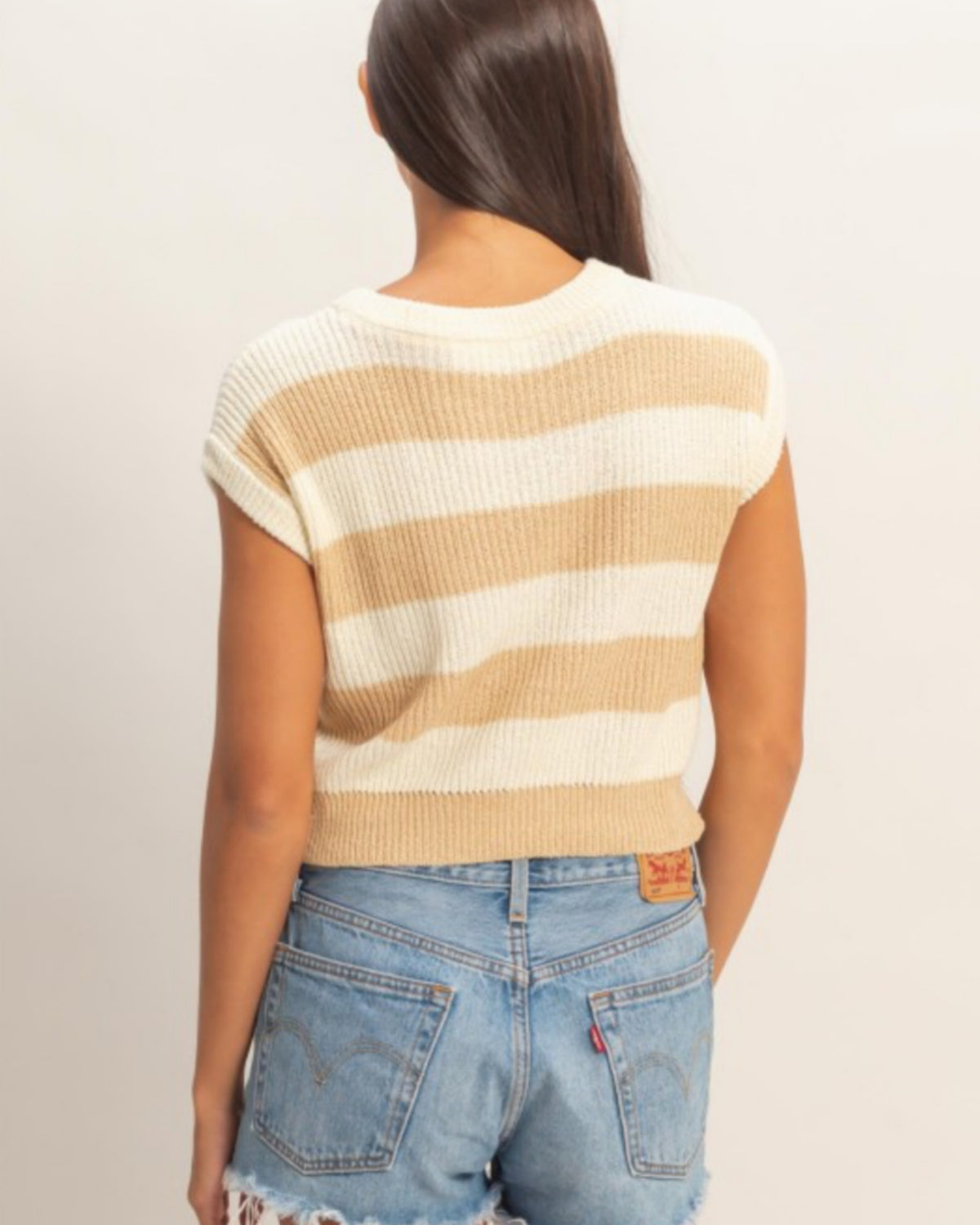 Spring Striped Ribbed Knit Top