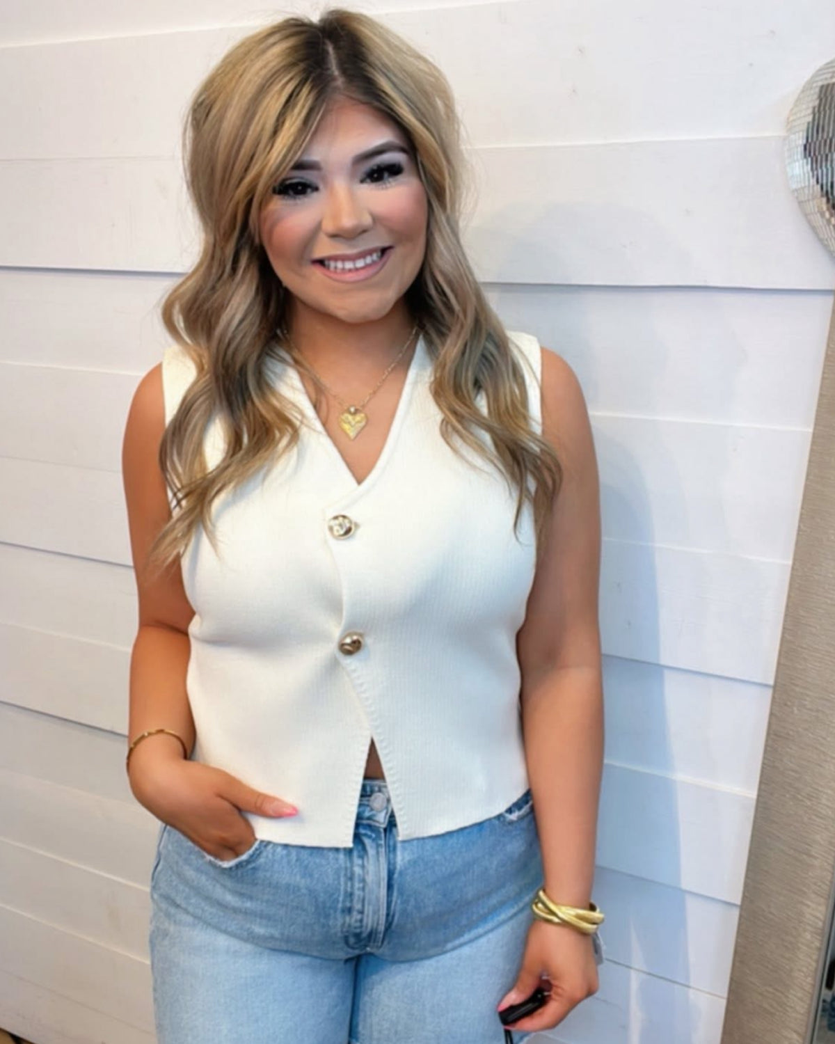 Uptown Dallas Vest in Cream