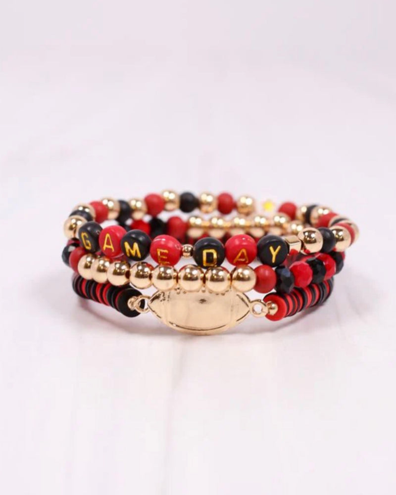 GAME DAY Bracelet Set in Red/Black