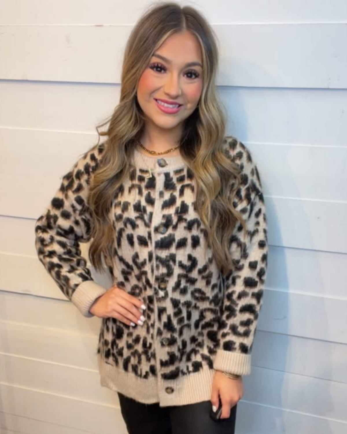 Cozy Dinner Fuzzy Leopard Cardigan