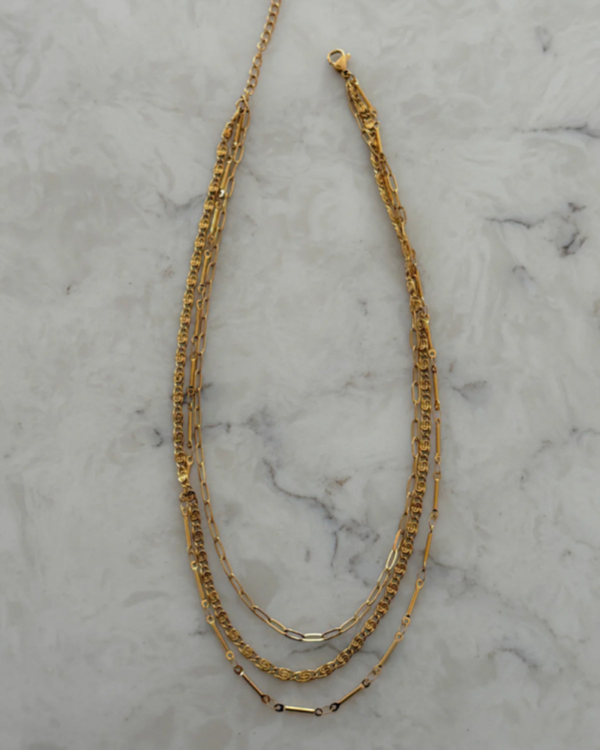 Triple Layered Gold Necklace