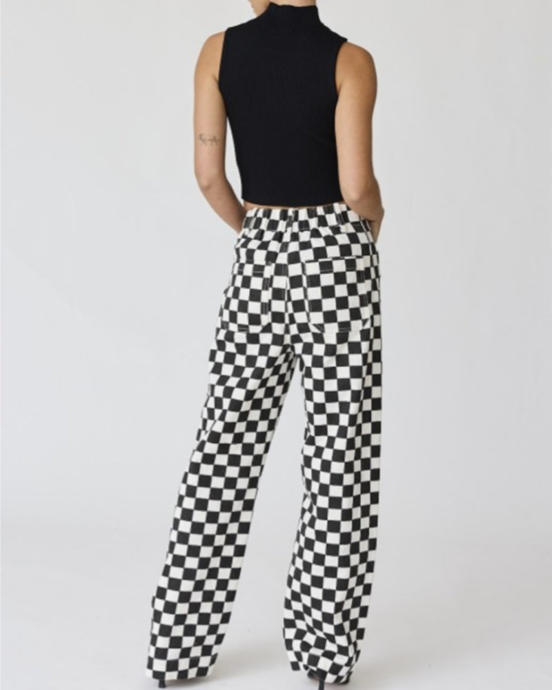 Demi Checkered Bottoms in BLACK