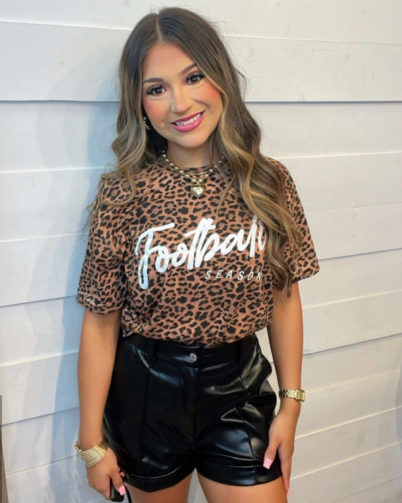 Football Season Bleached Leopard tee