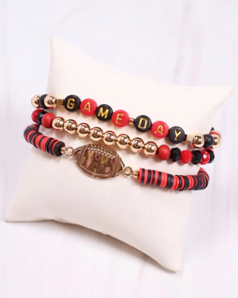 GAME DAY Bracelet Set in Red/Black