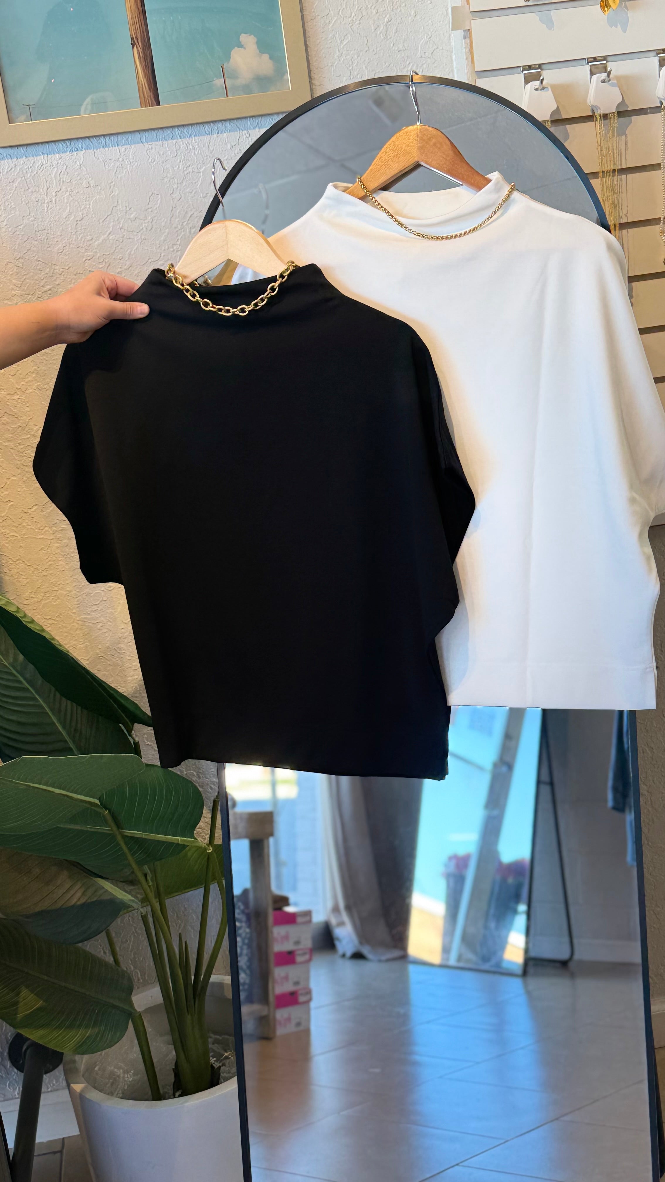 Sweet as Fall Short Sleeve Mock Neck in WHITE – B Bronzed Boutique