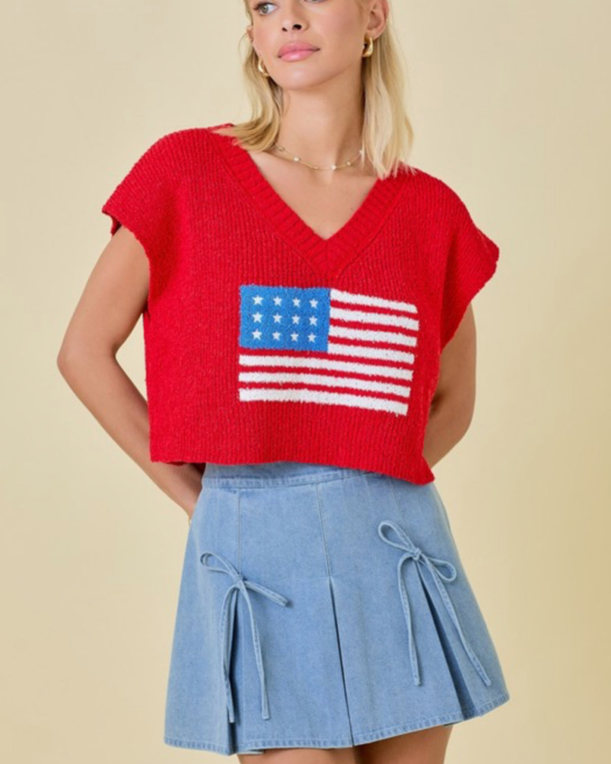 Americana Flag Fuzzy Vest