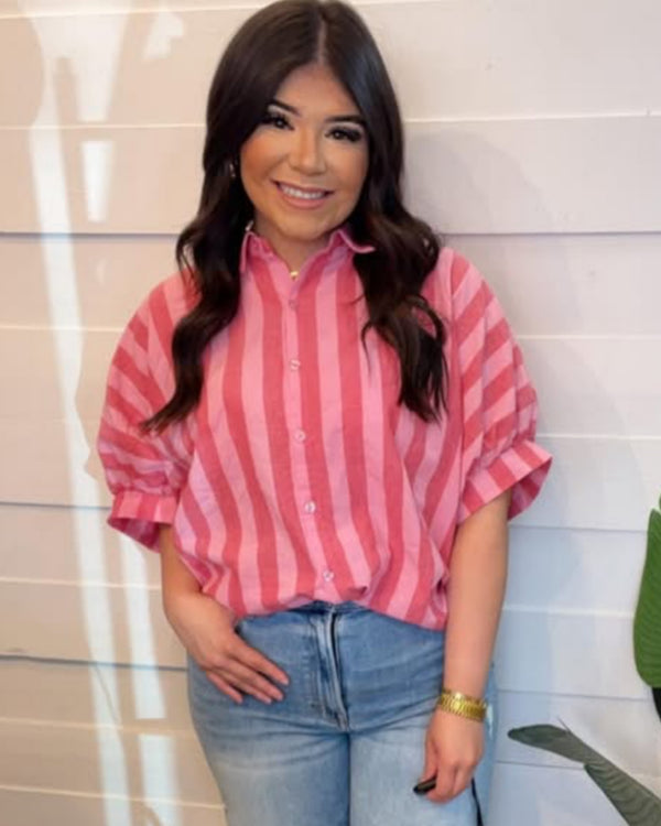 Fiesta Feels Button Down in Stripes Top