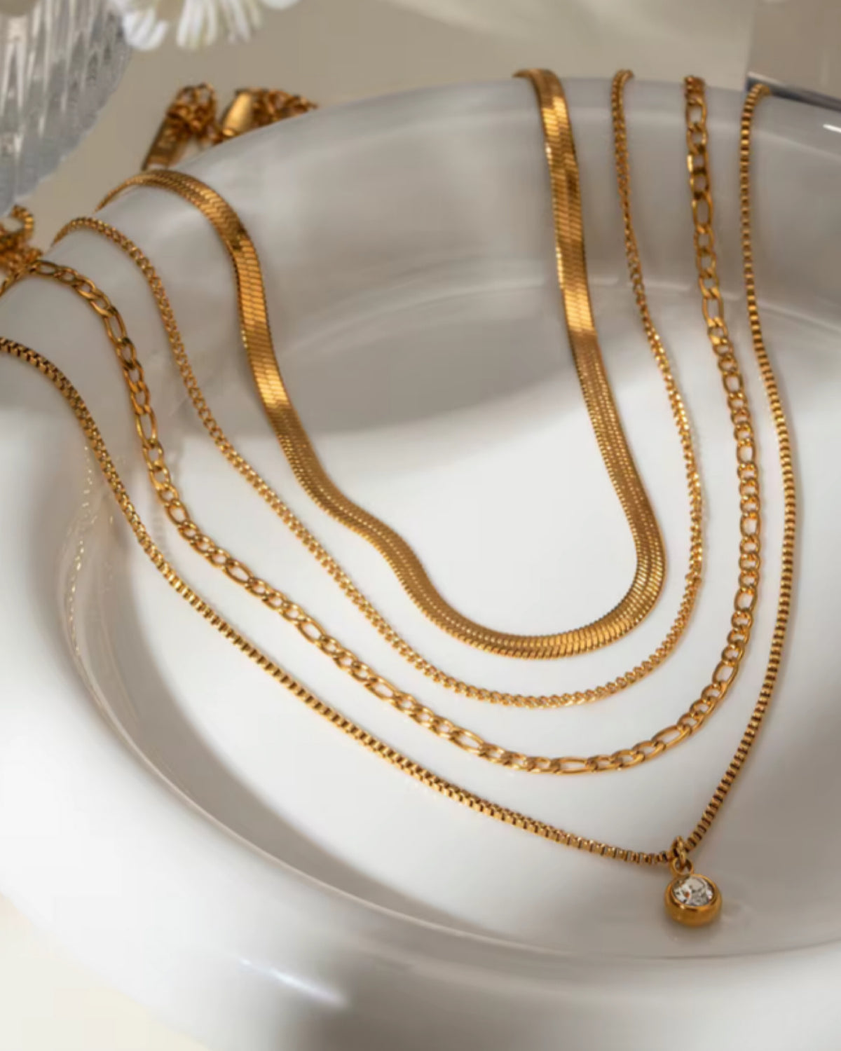 Lux Square Zirconia Pendant Multi Layer Chain