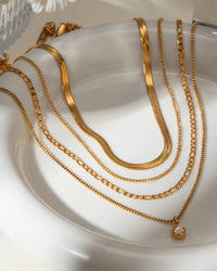 Lux Square Zirconia Pendant Multi Layer Chain