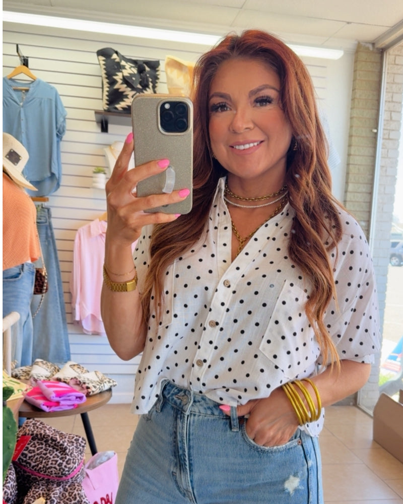 Polka-dot Collard Short Sleeve