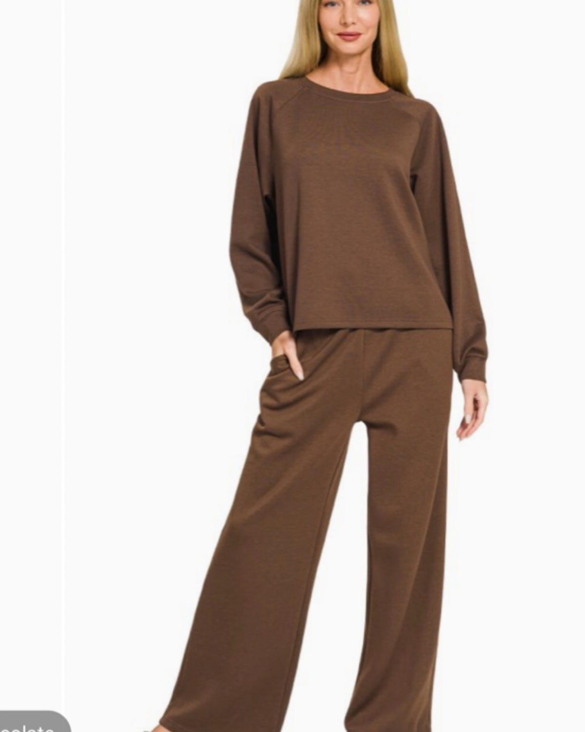 Molly's Skuba Crewneck Pant & Top Set in CHOCOLATE