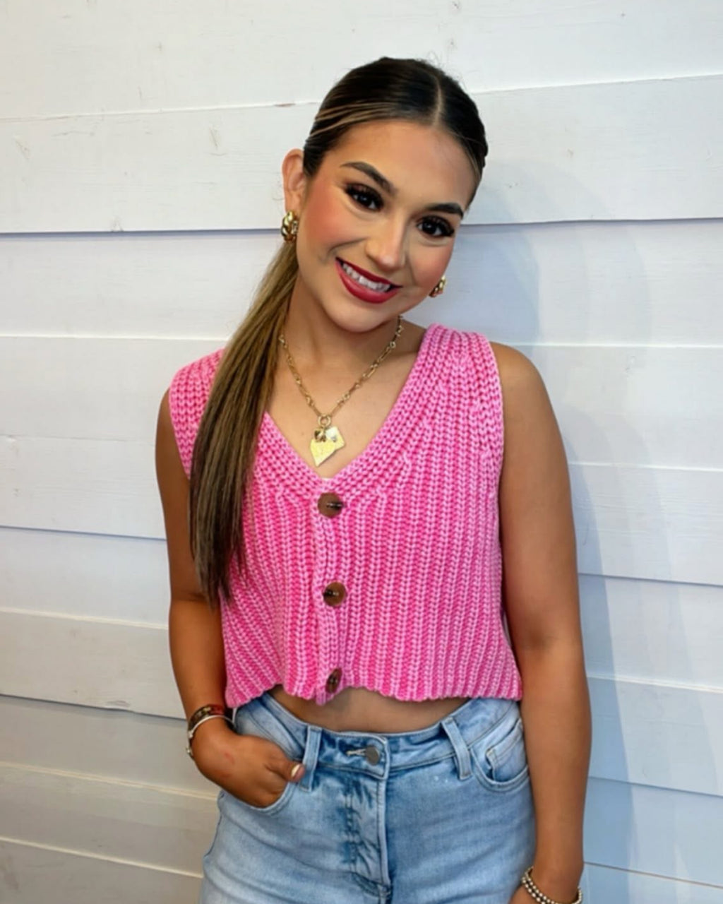 Lilly's little Summer Vest Top in Neon Pink