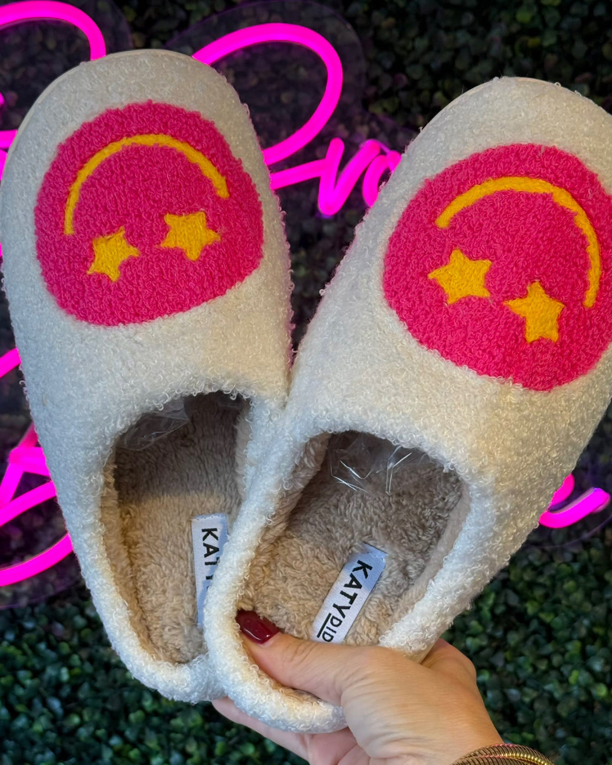 Hot Pink Star Happy Face