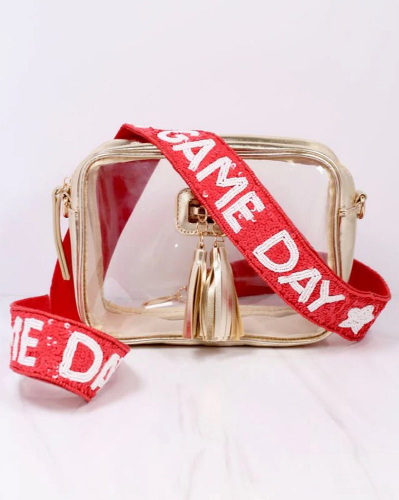 Game Day Spirit Sequin Strap in Red & White