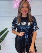 Dancin Game Day Fringe Sequin Top