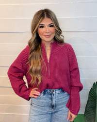 Winter Cuddles Pullover Magenta Sweater