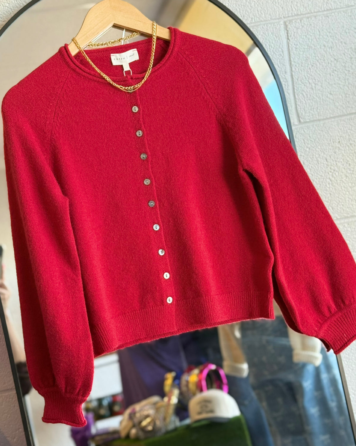 Brisk Morning Cardigan in Cherry