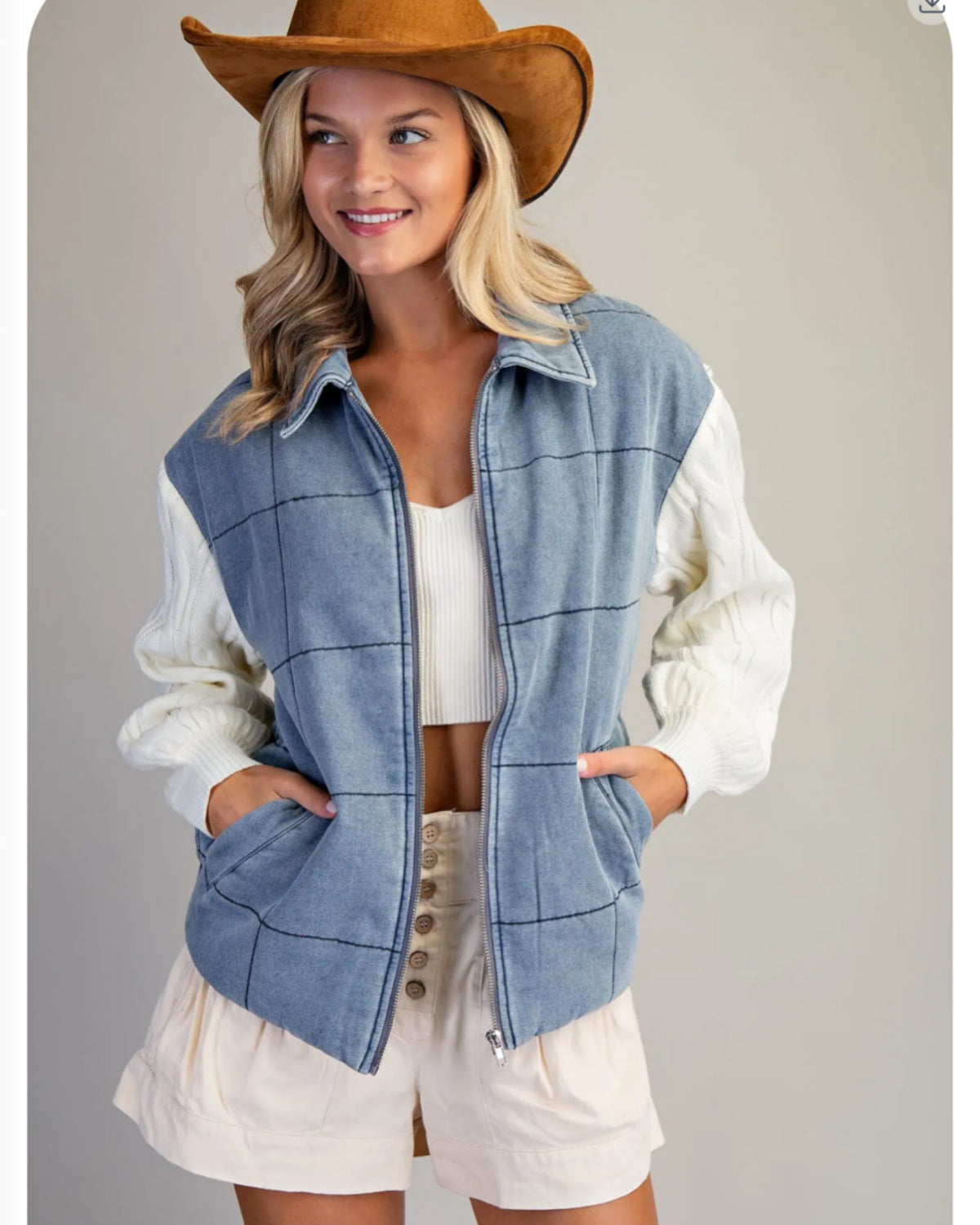 New Country Quilted Denim Jacket