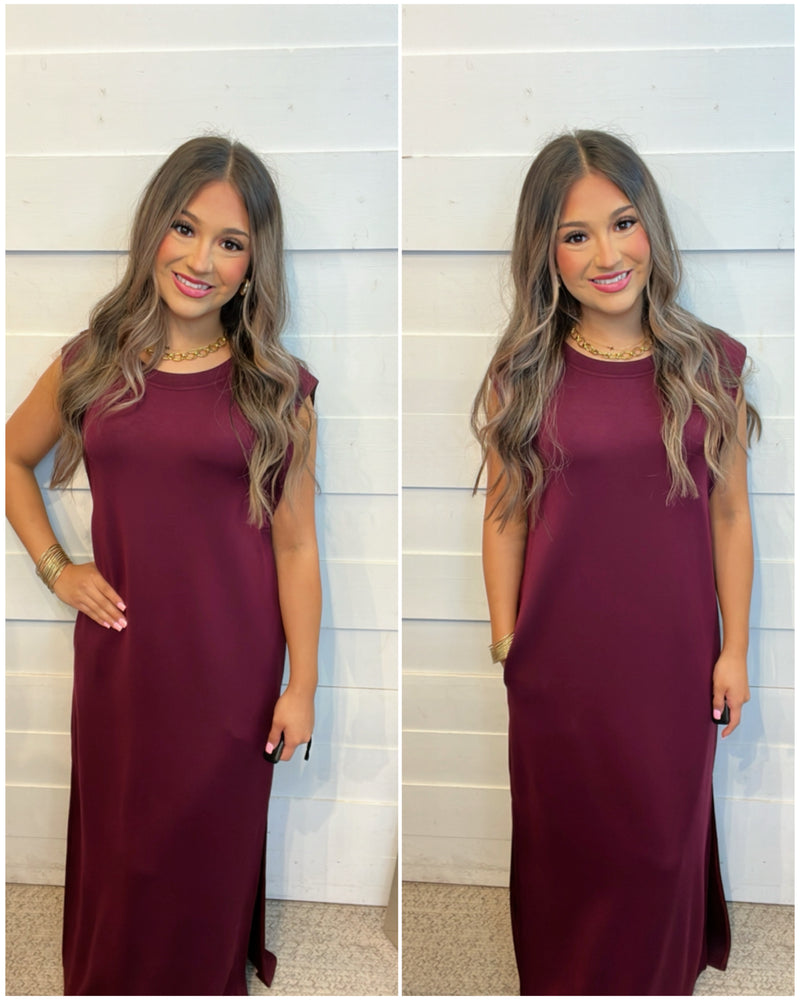 Resort Pass Midi Dress in Wine