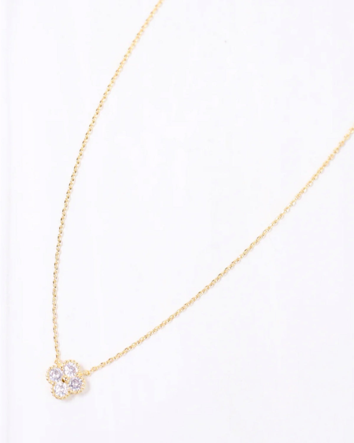 Curry CZ Clover Necklace in Gold