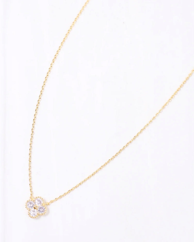 Curry CZ Clover Necklace in Gold