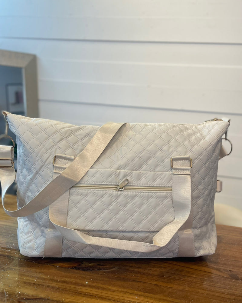 Cross Stitch Duffle Bag in Cream