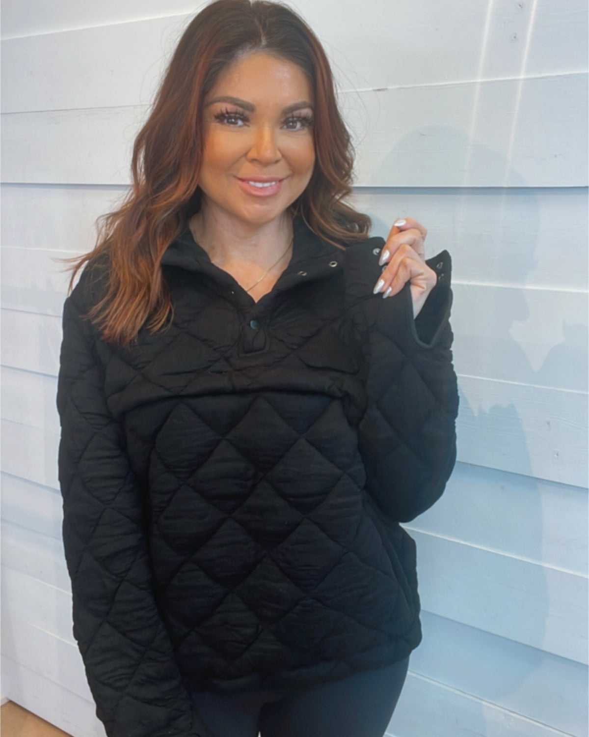 Down for anywhere Quilted Pullover