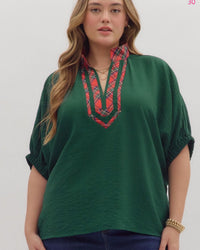 Festive all the Way Blouse in PLUS GREEN