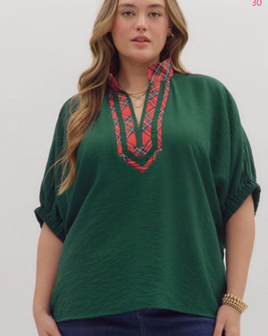 Festive all the Way Blouse in PLUS GREEN
