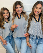 Summer in Stripes Blouse in Navy