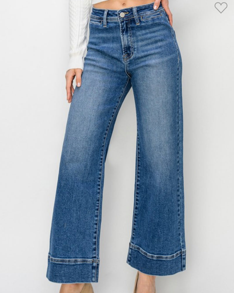 Risen High Rise Crop Wide Jeans