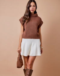 Chocolate Cropped Knit Sweater