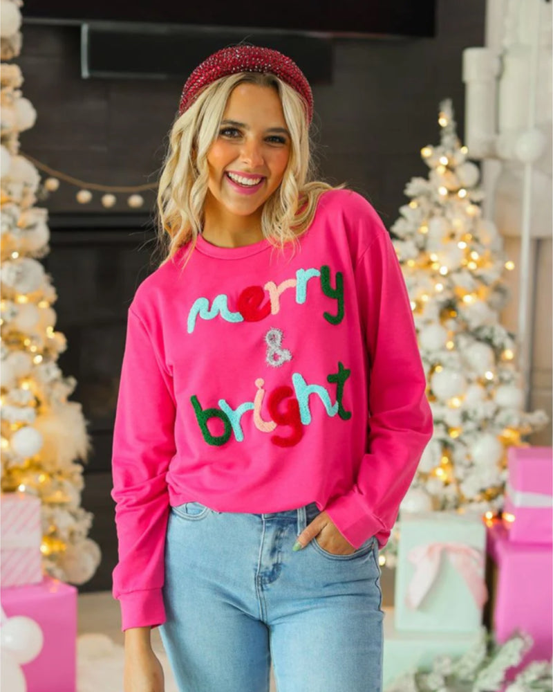 Merry & Bright Hot Pink Sweater