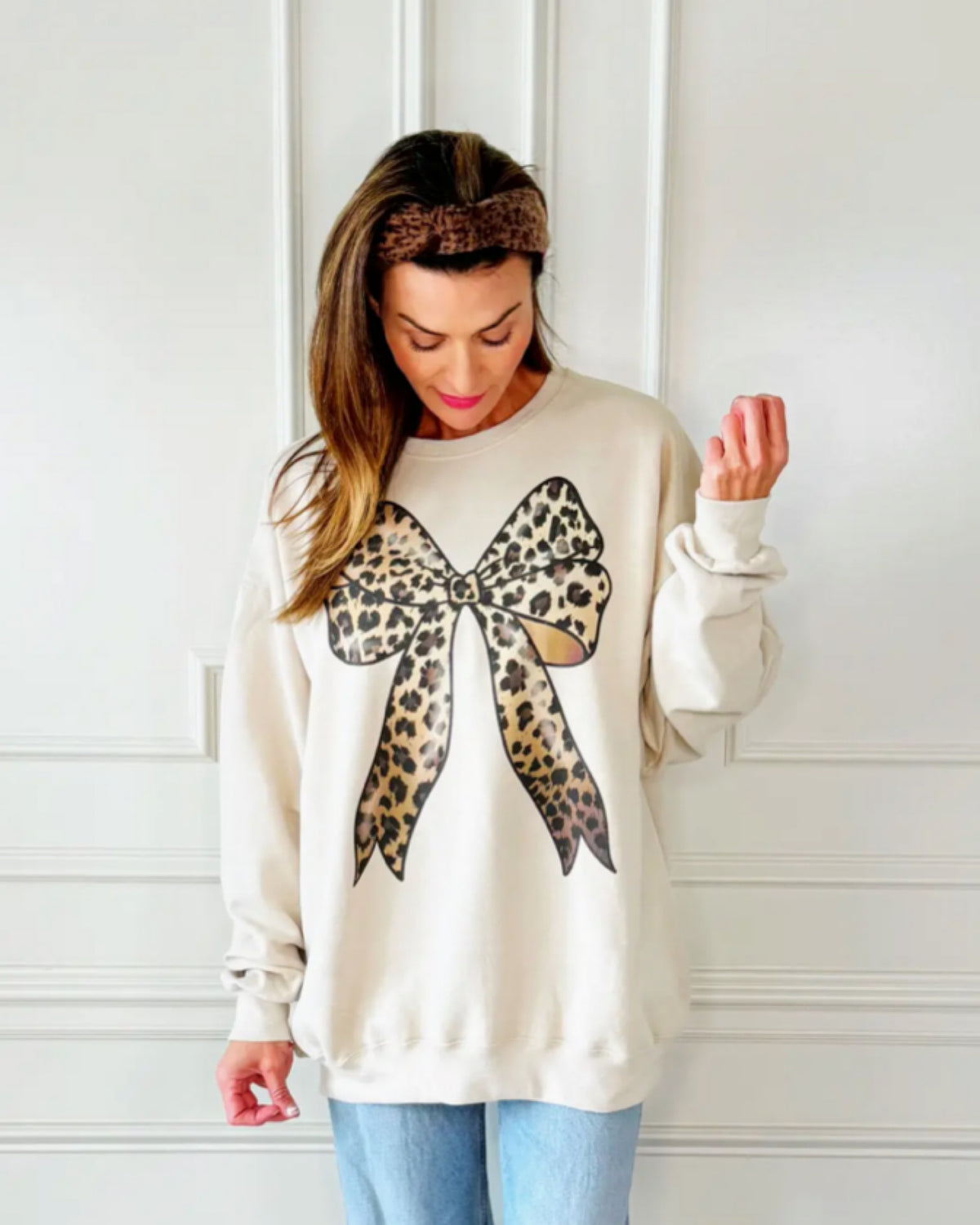 Leopard Bow Sweatshirt
