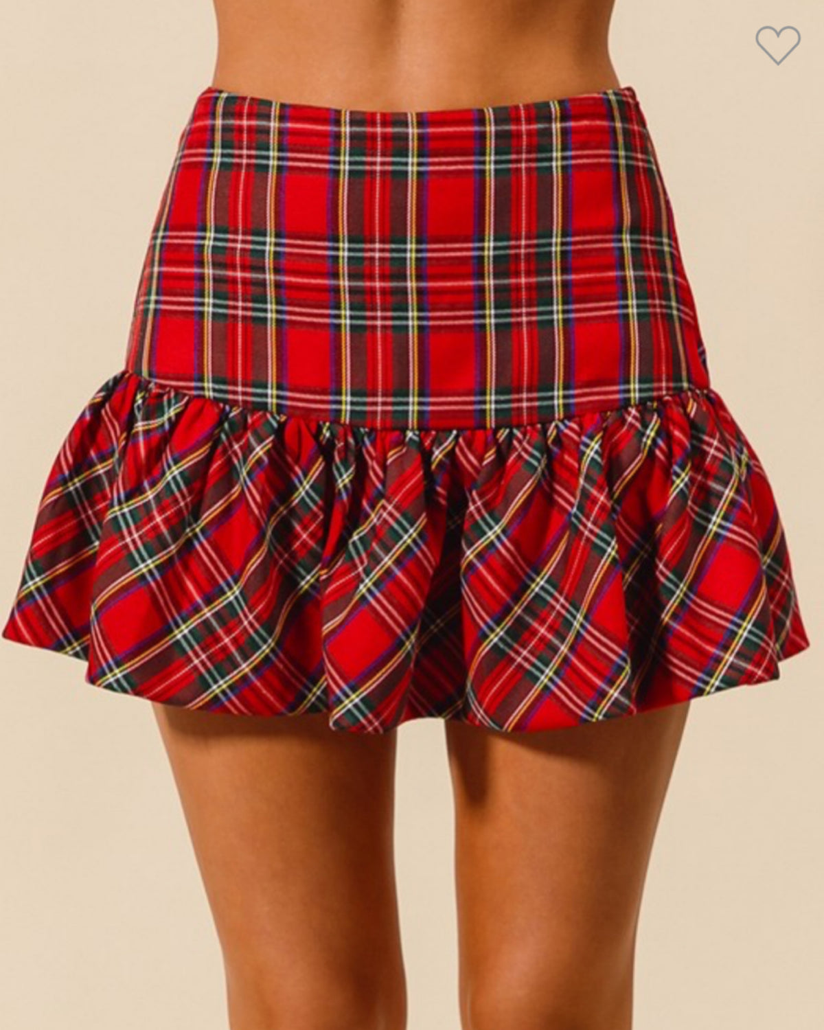 Checkered Plaid Mini Balloon Skirt