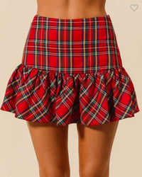 Checkered Plaid Mini Balloon Skirt