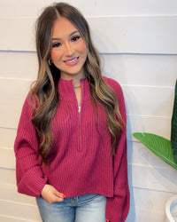 Winter Cuddles Pullover Magenta Sweater