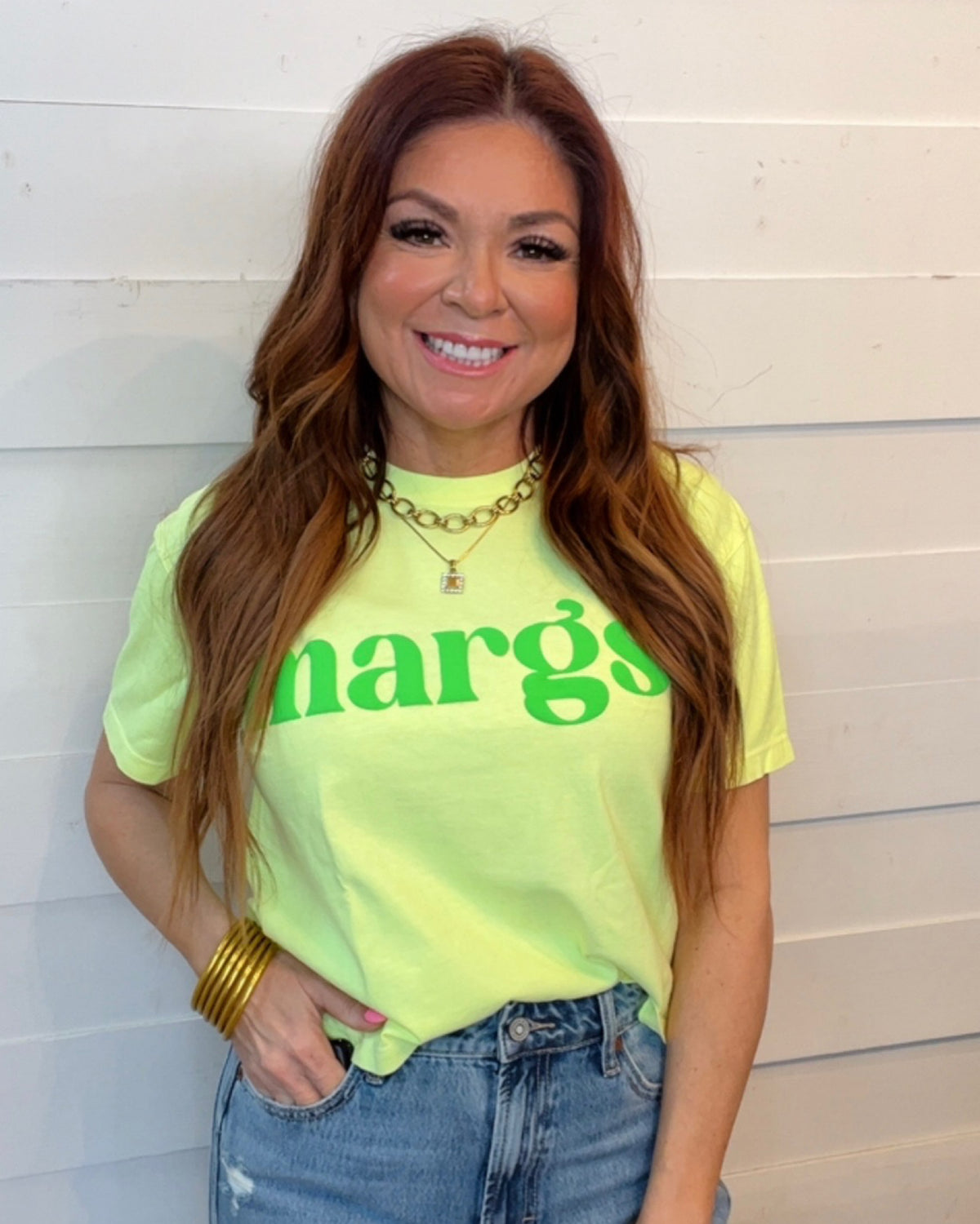 MARGS Lime Puff Crop tee
