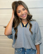 Summer in Stripes Blouse in Navy
