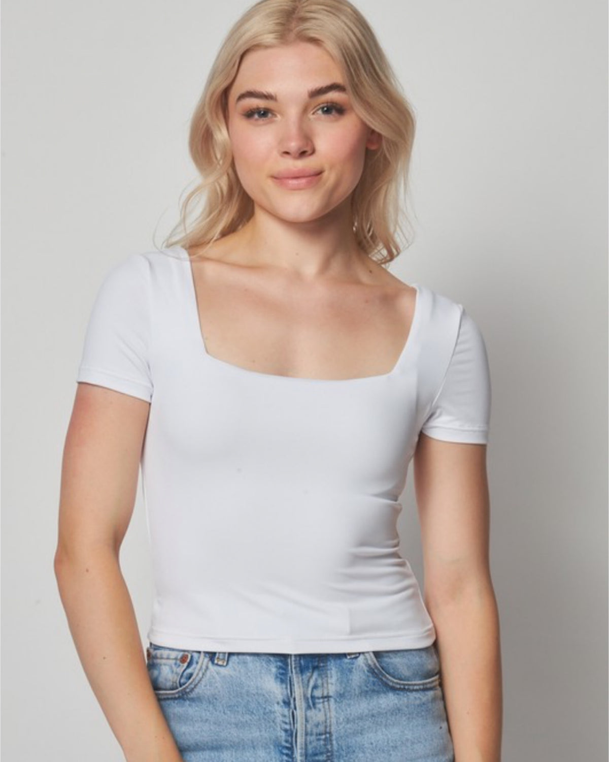 Square Contour Neckline Top